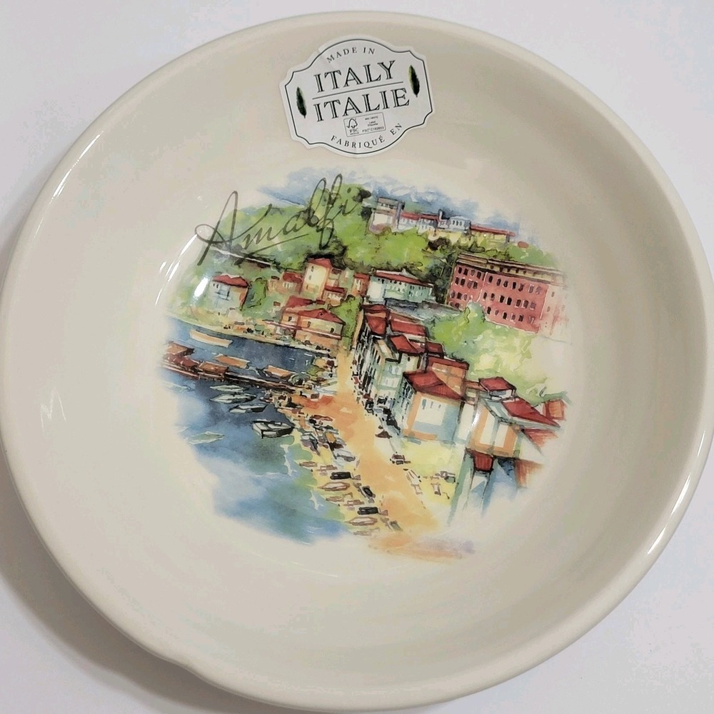 Amalfi Town By Effetti D'Arte Ceramic Pasta Salad Bowl 9" Handmade in Italy NEW